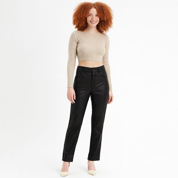 2/$30 ZARA Faux Size 4 Leather Black Pants - Picture 1 of 16
